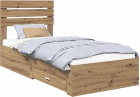 vidaXL Cadru de pat cu sertar cu headboard cu depozitare Lemn compozit