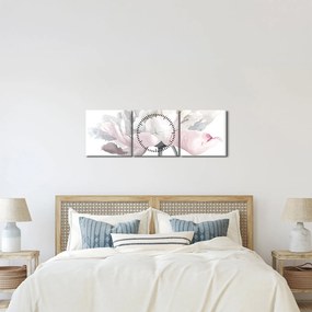 Tablou - Floare de trandafir (cu ceas) (90x30 cm)
