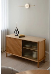 Vitrină în culoare naturală din lemn de stejar cu ușă glisantă 135x73,5x48 cm Italic – UMAGE