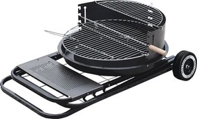 Gratar pe carbuni Master Grill & Party MG925, 54,5 cm, Carcasa emailata, Reglabil, Pliabil, Roti, Negru