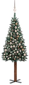 Set pom Craciun subtire, LED-urigloburi, verde, 210 cm 1, white and rose, 210 cm