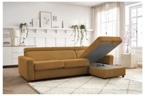 Colțar galben muștar extensibil cu tapițerie din catifea reiată (cu colț variabil) Monaco – Bobochic Paris