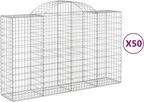 vidaXL Coșuri gabion arcuite 50 buc, 200x50x120/140cm, fier galvanizat