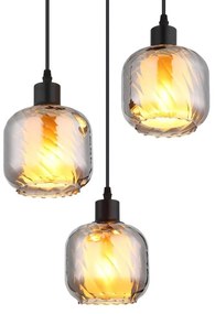 Lustra cu 3 pendule sticla fumurie XIA pentru sufragerie