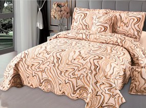 Cuvertură bumbac 100%, roz-piersică marmorat, 5 piese, 230x250 cm, CB308