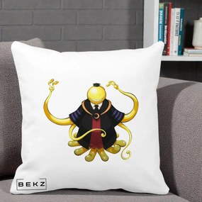 Perna Personalizata Assassination Classroom Koro-sensei, 40x40 cm, Alba Mata, Husa Detasabila, Perna Inclusa, BEKZ®