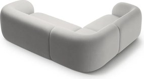 Colțar gri deschis cu tapițerie din catifea (cu colț pe partea stângă/în formă de ”L”) Kate – Micadoni