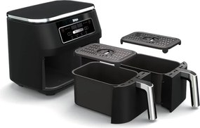 Friteuza dubla cu aer cald Ninja Foodi Dual Zone AF200EU, 2400 W, Zone independente, 7,6 l, 4 programe, 100-240°C, Max Crisp, Sync, Negru