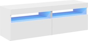 vidaXL Comode TV cu lumini LED, 2 buc., alb, 60x35x40 cm