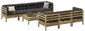 3299330 vidaXL Set canapea de grădină cu perne, 8 locuri, lemn de pin tratat