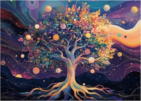 Tablou pe sticlă – Arbore violet plin de energie (70x50 cm)