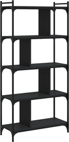 vidaXL Bibliotecă cu 5 niveluri, negru, 76x32x158 cm, lemn prelucrat