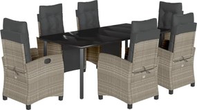 vidaXL Set mobilier de grădină cu perne, 7 piese gri deschis poliratan