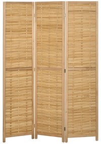 HOMCOM Separator de Cameră Pliabil, Bambus, 3 Părţi, 120 cm x 170 cm x 1,8 cm, Lemn Natural | Aosom Romania