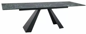 Masa Bucatarie Si Dining SALVADORE Extensibila Sticla Securizata+Ceramica Verde Alpi/Negru 160(240)x90 cm