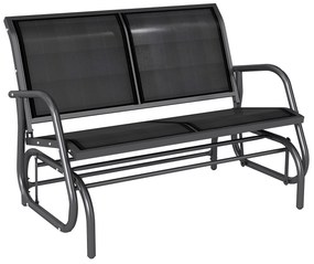 Outsunny Banca tip Leagan 2Locuri in Metal, Negru, 123x70x87cm | Aosom Romania