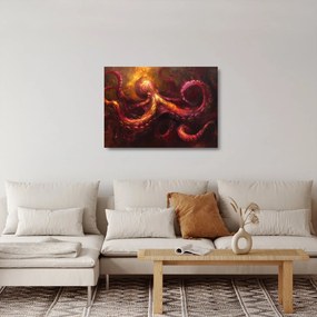 Tablou pe sticlă - Octopus, pictură în ulei (70x50 cm)