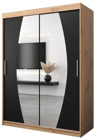 Dulap de haine 150 cm Eclipse (Stejar artisan + Negru mat). 1063408