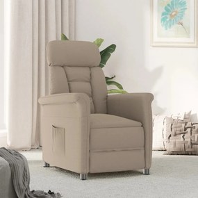289765 vidaXL Fotoliu rabatabil, gri taupe, piele întoarsă ecologică
