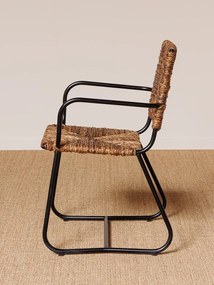 Scaun dining, maro, din rattan si frunze de banana impletite, Pisang