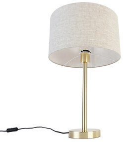 Lampă de masă clasică din alamă cu abajur gri deschis 35 cm - Simplo