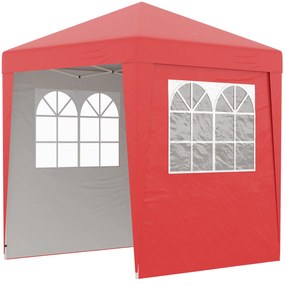 Outsunny Tonnelle barnum de grădină pop-up pliabil reglabil în înălțime protecție UV 30+ 3 părți laterale rouge | Aosom Romania