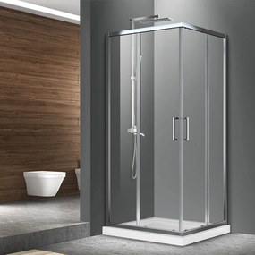 Cabina de dus patrata Fluminia Hector N cu usi culisante 80x80 cm crom