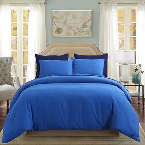 Lenjerie de pat matrimonial Premium Ranforce uni albastru / 200x220 cm dimensiune standard
