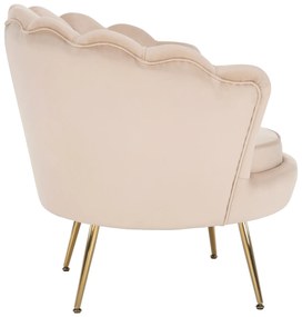 Fotoliu în stil Art-deco, catifea Velvet bej/crom auriu, NOBLIN