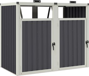 Outsunny Acoperitor pentru Tomberoane de Exterior cu 2 Compartimente, Capac Rabatabil 180°, din Oțel Galvanizat, pentru Grădină sau Patio, 146x81x122 cm, Gri Închis | Aosom Romania