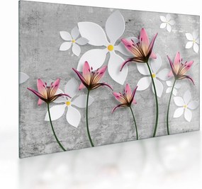 Tablou pe sticlă cu abstracție florală (70x50 cm)