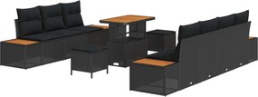 vidaXL Set de canapele pentru grădină 10 pcs Negru poliratan