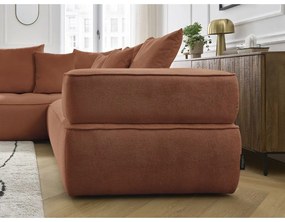 Colțar teracotă cu tapițerie din chenille (cu colț pe partea stângă/în formă de ”L”) Whesley – Bobochic Paris