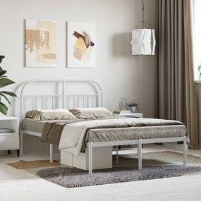 353681 vidaXL Cadru de pat metalic cu tăblie, alb, 120x190 cm