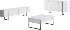 Consola, Hanah Home, Luxe, 160x35x80 cm, Alb/Auriu