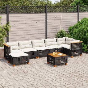 3261932 vidaXL Set mobilier de grădină cu perne, 8 piese, negru, poliratan