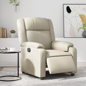 vidaXL Fotoliu rabatabil electric, crem, piele ecologică