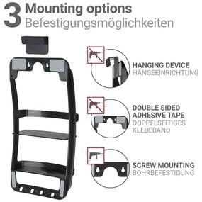 Raft pentru baie negru de agățat, autoadeziv din plastic Universal – Wenko