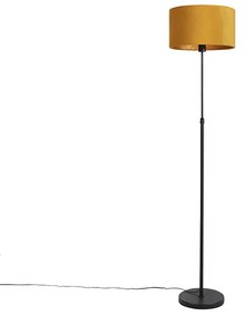 Lampă de podea neagră cu abajur din catifea galben ocru cu auriu 35 cm - Parte