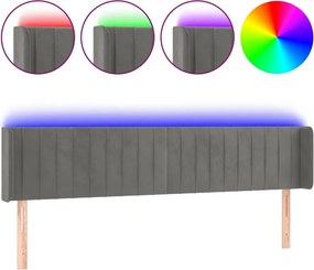 vidaXL Tăblie de pat cu LED, gri deschis, 183x16x78/88 cm, catifea