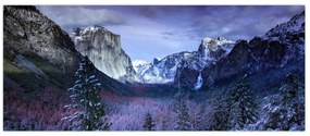 Tablou cu peisaj montan iarna (120x50 cm)