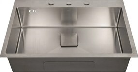 Chiuveta inox Inter Ceramic cu o cuva fara picurator finisaj inox satinat 75x50 cm