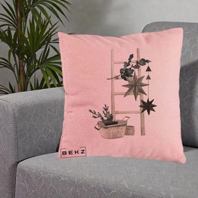 Perna Decorativa Scara Scandinavica cu Stele, 40x40 cm, Roz, Husa Detasabila, Perna Inclusa, BEKZ®