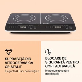 Klarstein VariCook plita dubla, subțire cu inducție 3500 W temporizator 240 ° C Touch