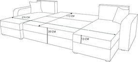 Coltar extensibil in forma de U VALERIO 305x140 cm, gri deschis/bej