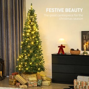 HOMCOM Pom de Crăciun Artificial de 210 cm cu Lumini Incorporate Albe și Colorate în 9 Moduri și 1273 Ramuri Ignifuge, Brad de Crăciun Realist și Des cu Bază Metalică Pliabilă pentru Acasă | Aosom Romania