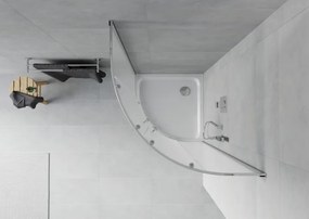 Mexen Rio cabina de duș semirotundă 80 x 80 cm, mat, crom + cadă Flat, alb - 863-080-080-01-30-4110