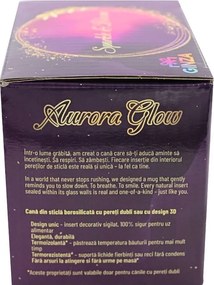 Cană cu model 3D steluță roz, pereți dubli, sticlă borosilicată și inserție de sclipici, 300 ml, Aurora Glow