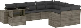 vidaXL Set mobilier de grădină cu perne, 10 piese, gri, poliratan