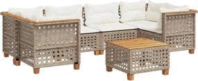vidaXL Set canapele de grădină, 7 piese, cu perne, bej, poliratan